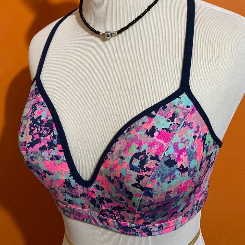 MTA SPORTS ~ Strappy Yoga Bra Purple/Pink/Blue ~ Medium EUC